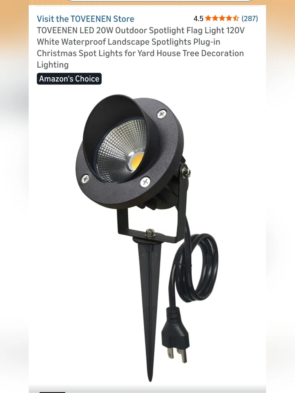 Black Outdoor LED Spotlight - Waterproof Landscape Flood Light New